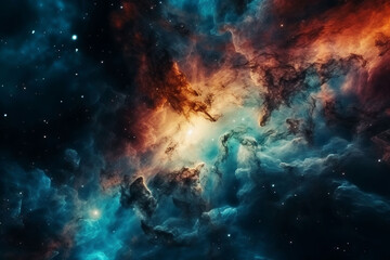 Wall Mural - nebula and pleiades stars in space, abstract picture. beautiful illustration picture. generative ai