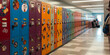© ckybe - Lockers at school lining the walls, decorated with colorful stickers and personalized magnets. Back to school concept.