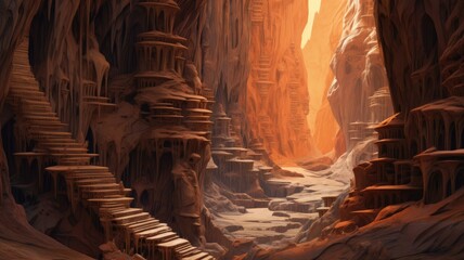 Poster - Venturing into remote canyons, navigating through labyrinthine formations, and unraveling geological secrets awaken a deep appreciation for Earth's ancient artistry. Generative AI