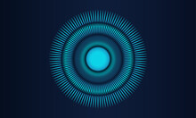 Abstract Vector Explosion Lines Equalizer Pattern Circle Shape In Blue Green Color Isolated On Black Background In Concept Of Digital Music, Artificial Intelligence, Technology, Science
