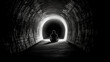 Silhouette of a person in the tunnel who is depressed, anxious, lonely, and upset. Pondering their mental health and future.