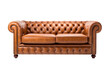 brown leather chesterfield sofa isolated on a transparent background, generative ai