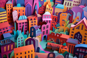 creative urban city landscape made from paper cut out