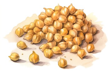 Wall Mural - bunch of chickpeas isolated on white background. Generated by AI.