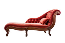 Red Chaise Lounge Isolated On A Transparent Background, Generative Ai