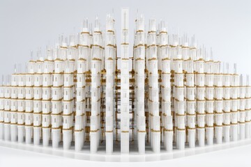 Wall Mural - white and gold tube model of a building