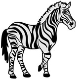 Fototapeta  - Vector colorful cartooned illustration for children: cute zebra horse