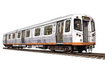 Sticker - subway train isolated on white background. Generated by AI.