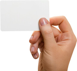 Wall Mural - Human hand with a blank business card