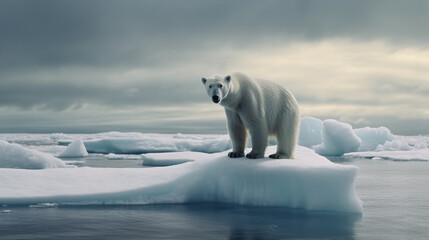 Wall Mural - polar bear on iceberg generative ai