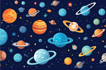 Wall Mural - vector illustration of Cute flat style template with Stars in Outer space.