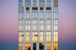 sunset reflected on a building facade