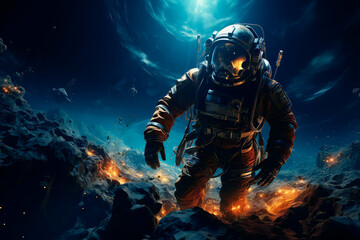 Wall Mural - astronaut in a fantasy world. generative ai