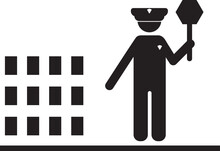 Traffic Police Icon Illustration Crossing White Background