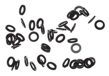 Rubber O-Ring For Industry And Repair, O Ring Seal Gaskets To Joint Pressure And Prevent Leak From Machine Component. Black Rubber O Rings Use In Product Plumbing Water Oil. White Background Isolated