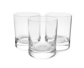 Wall Mural - Elegant clean empty shot glasses isolated on white