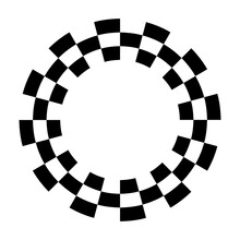 Circle Checkerboard Race Frame, Spiral Design Border Pattern, Copy Space. White Background. EPS Includes Pattern Swatch That Will Seamlessly Fill Any Shape.
