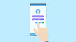 © Deki - Login Page On Smartphone Screen. Hand Hold Smartphone