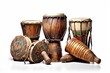 African drum set on white background