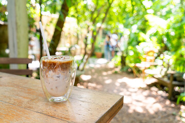 Wall Mural - iced latte coffee in glass