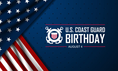 u.s. coast guard birthday august 4 background vector illustration