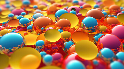 Wall Mural - abstract pink bubbles on blue wall background. design and exhibition concept. generative ai