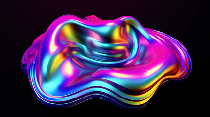 Wall Mural - Liquid metal 3D shape design element. Generative Ai
