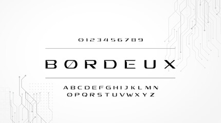 Abstract technology futuristic alphabet font. bordeux digital futuristic modern geometric space typography vector illustration