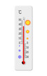 Celsius scale thermometer isolated on transparent background. Ambient temperature plus 38 degrees