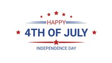 Happy 4th Of July Independence Day Animation On White Background. Great For Ceremonies, Greetings, Celebrations, Banners And Flyer. 4K Animated Footage. USA Independence Day