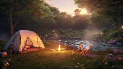 Poster - camping at night