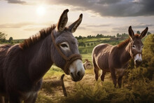 Donkeys On The Meadow