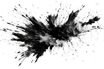 Abstract black in splash, paint, brush strokes, stain grunge isolated on white background, Japanese style with Generative AI.