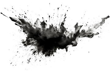 Abstract black in splash, paint, brush strokes, stain grunge isolated on white background, Japanese style with Generative AI.