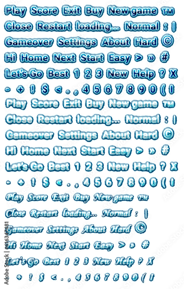 Frozen-Ice Game buttons & icons.Several blue colored version.for snow ...