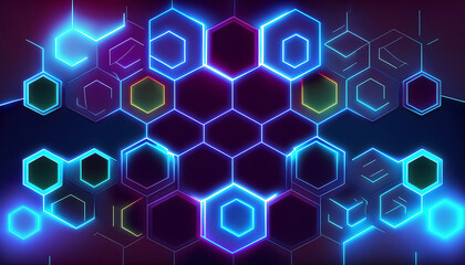 Abstract background hexagon pattern with glowing lights