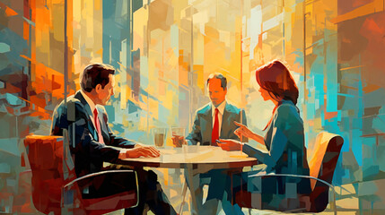 Wall Mural - business meeting as abstract impressionist art