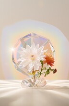 A Kaleidoscope Of Vibrant Colors Bursts From The Crystal Vase, Drawing The Eye To The Majestic Rose Bouquet That Radiates Warmth And Beauty, Bringing Life To Any Indoor Wall