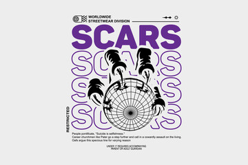 Modern scars streetwear graphic design templates