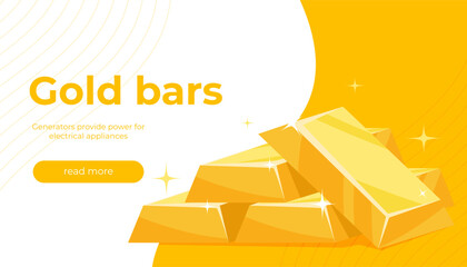 Gold bars are piled up. Precious rare metal. Vector illustration