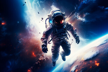 Wall Mural - astronaut in outer space on a beautiful background. generative ai