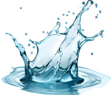 Water Liquid Splash Isolated On White Background Includes Clipping Path, Transparent Background (PNG). Generative AI.