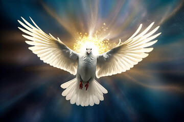 Wall Mural - Graphic and biblical representation of the Holy Spirit in the form of a dove. AI generativ.