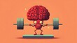 Isolated cute brain cartoon character doing exercises