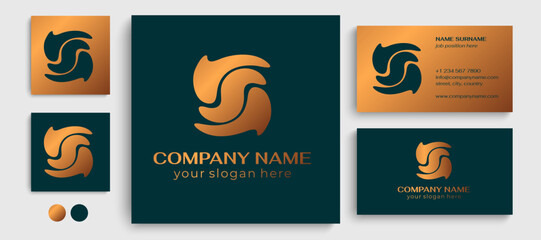 Sticker - Wave logo. Abstract universal logo for business. Elegant flowing lines. Template for creating a unique luxury design, logo