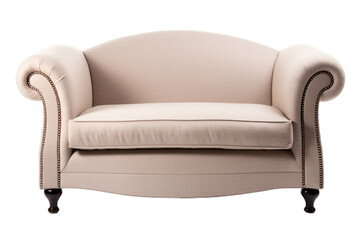 Beige two seater sofa isolated on transparent background