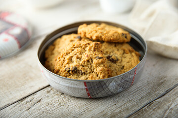 Wall Mural - Oatmeal cookies with hazelnut and raisins