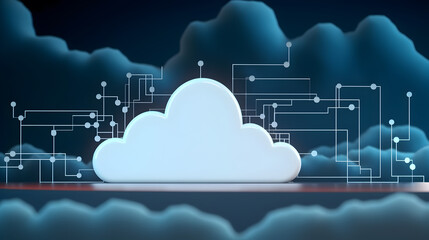 Cloud data storage, cloud computing and data transfer concept. AI generated