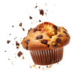 Delicious chocolate muffin on transparent background 