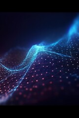 futuristic data stream 3d illustration. data transfer technology. wave of dots and weave lines. abst